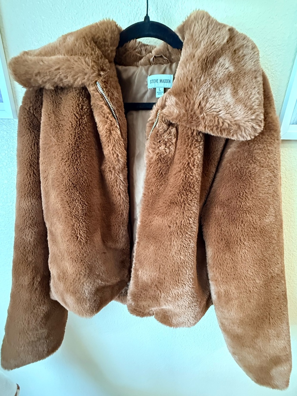 Steve Madden Tan Faux Fur Cropped Jacket